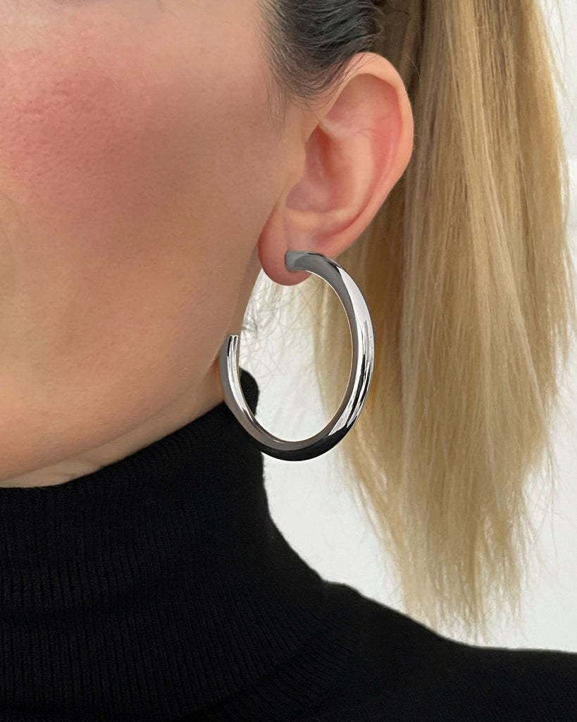 medium bold thick silver hoops gold plating aros gordos plata con oro plata