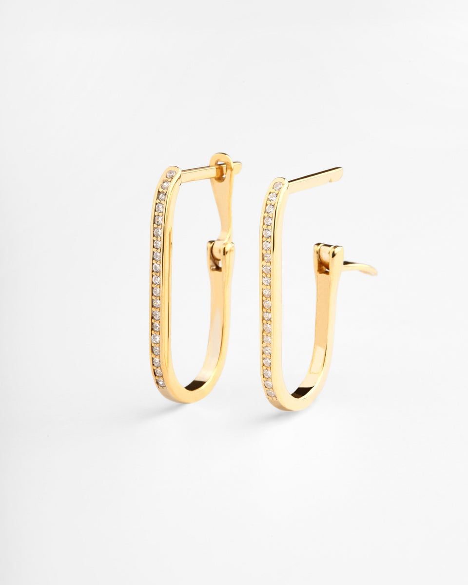 18k Gold plated 925 Sterling Silver Pave White Zirconia U Hoops ...