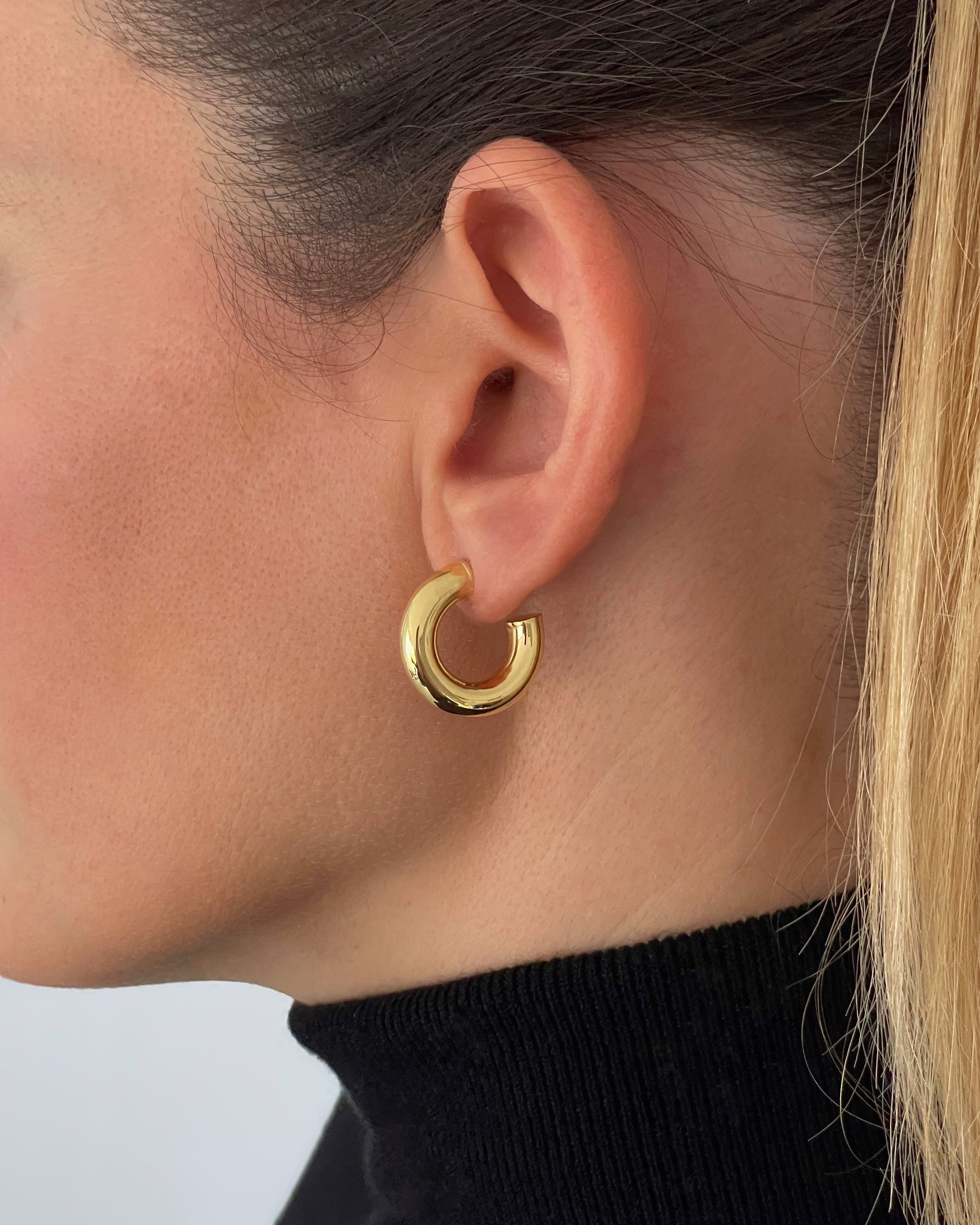 18k Gold & Silver Small Chunky Hoop Earrings – BOSPHORA Jewelry